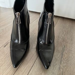 Sold-Black Moto Zipped Wedges